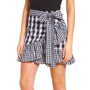 BP Mixed Check Ruffle Trim Skirt